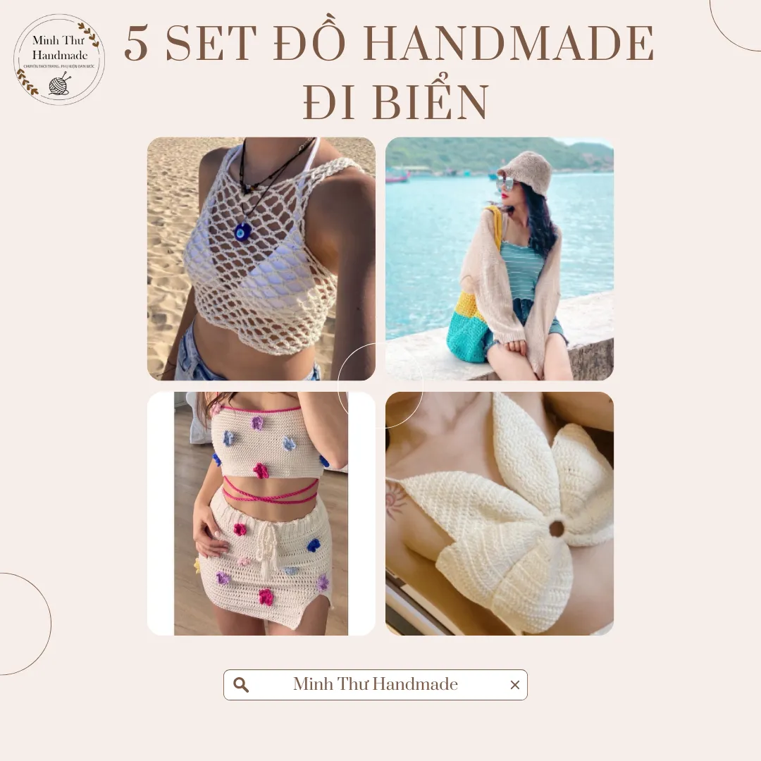 Top 5 set đồ đi biển từ len handmade phong cách thời trang