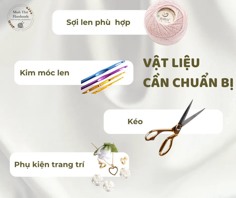Nguyên liệu cần chuẩn bị cho túi len Mini